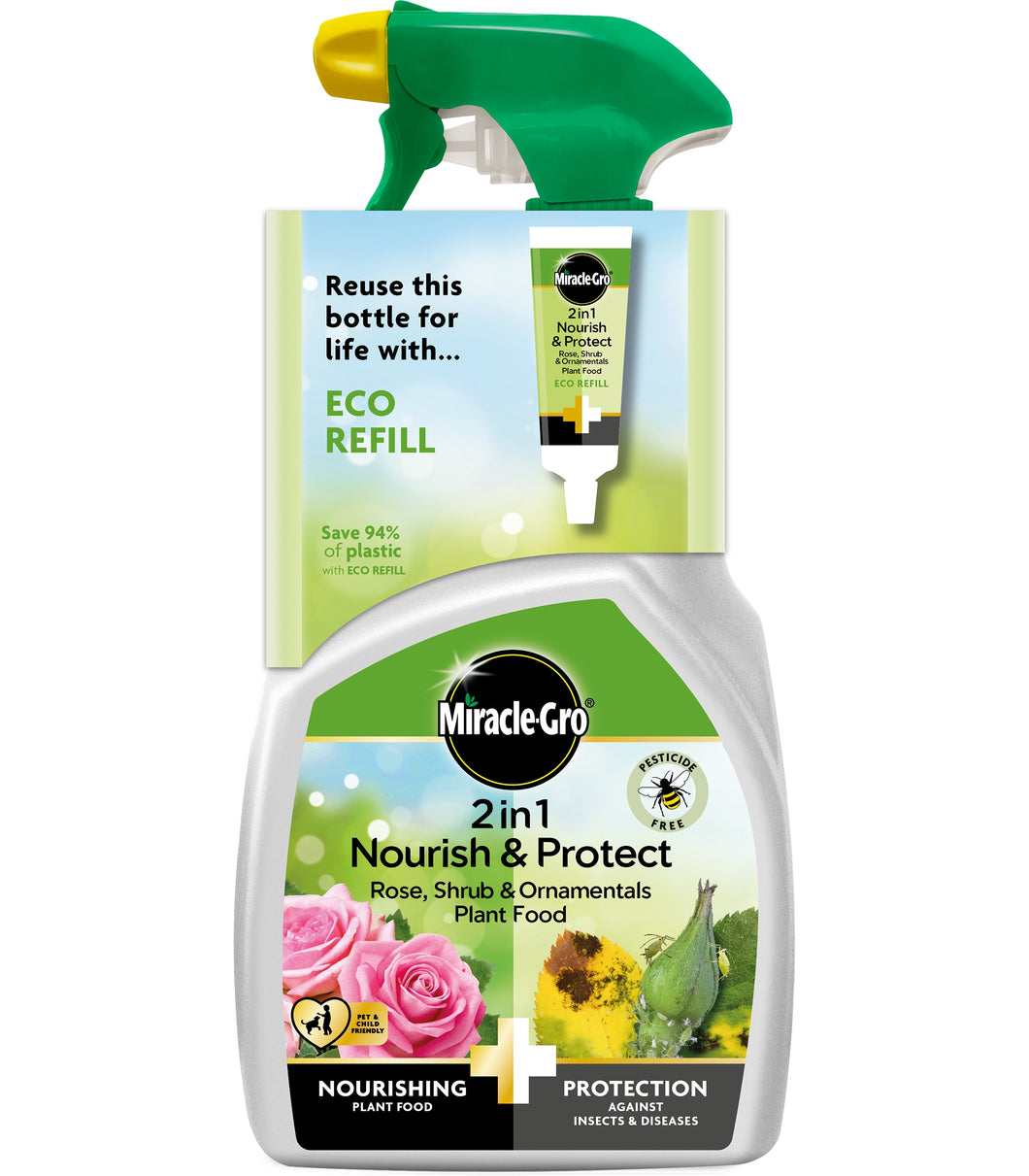 MIRACLE-GRO® 2 IN 1 NOURISH & PROTECT ROSE, SHRUB & ORNAMENTAL READY TO USE PLANT FOOD